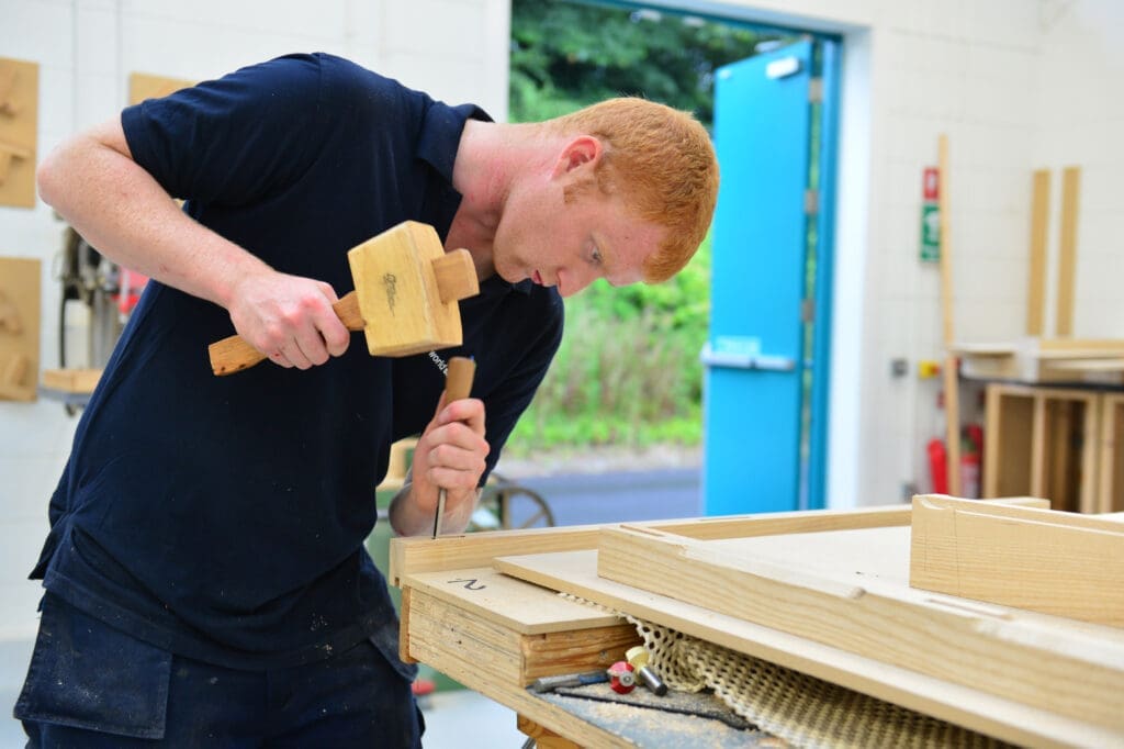 Joiner working in a workshop